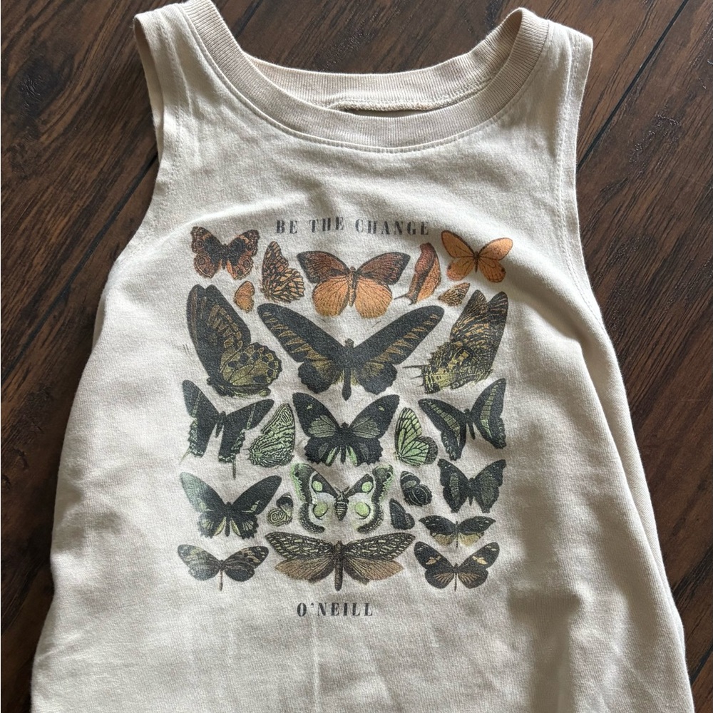 O'Neill flowy Butterfly Tank Top - Cream and Black